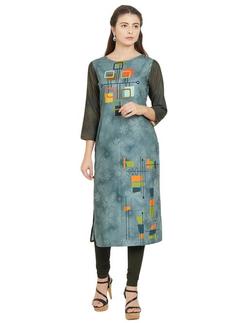 digital print straight kurta - 15756363 - Very Small Image - 1
