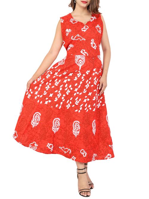 printed a-line ethnic dress - 15756409 - Very Small Image - 1