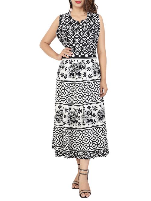 printed a-line ethnic dress - 15756420 - Very Small Image - 1