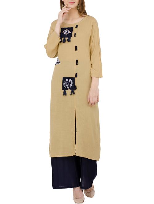 embroidered straight kurta with tassels - 15756470 - Very Small Image - 1