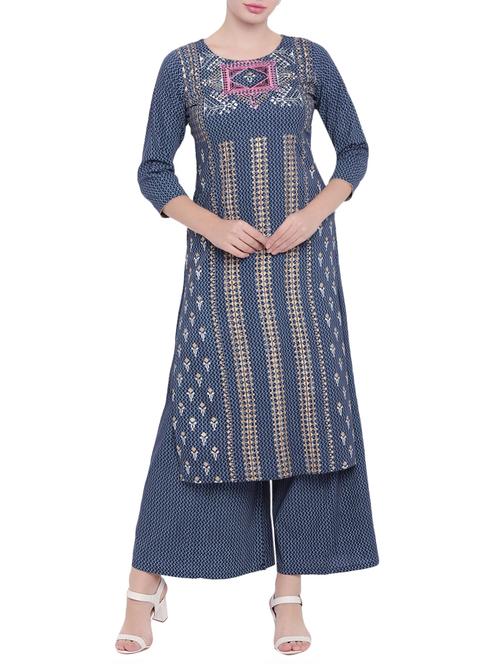 printed kurta palazzo set - 15756492 - Very Small Image - 1