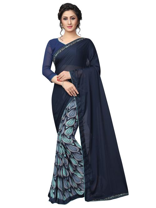 half & half printed saree - 15756531 - Very Small Image - 1