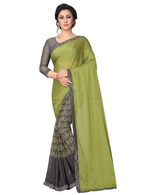 half & half printed saree - 15756533 - Very Small Image - 1
