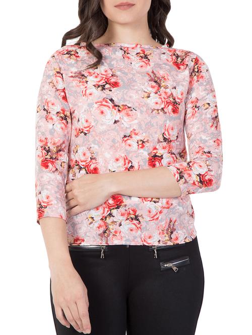 floral boat neck top - 15756571 - Very Small Image - 1