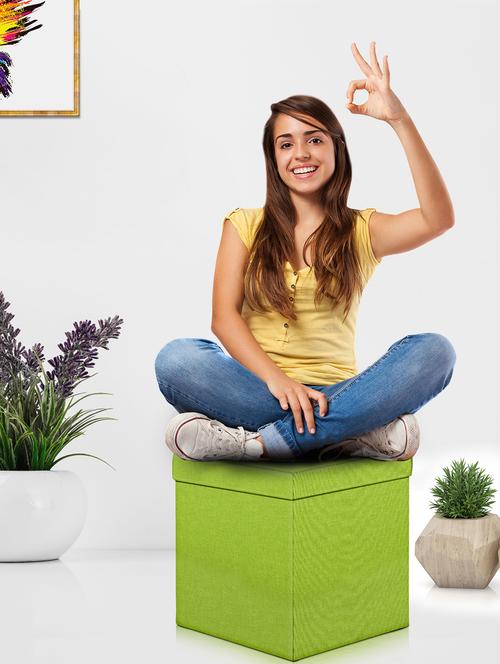 foldable ottoman storage box cum stool - multi-functional collapsible ottoman - 15756661 - Very Small Image - 1