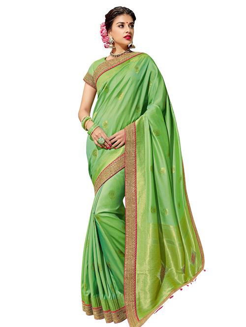 ethnic zari motif banarasi saree with blouse - 15756721 - Very Small Image - 1