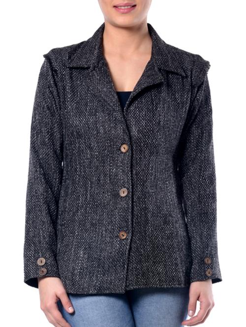 lapel collar woolen blazer - 15756944 - Very Small Image - 1