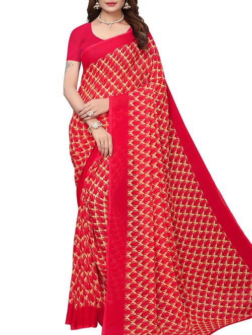 floral printed saree with blouse - 15757420 - Very Small Image - 1