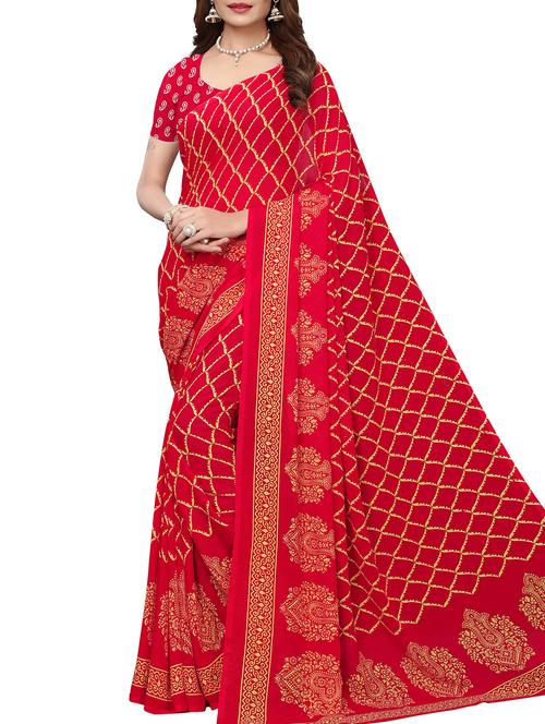 floral printed saree with blouse - 15757421 - Very Small Image - 1