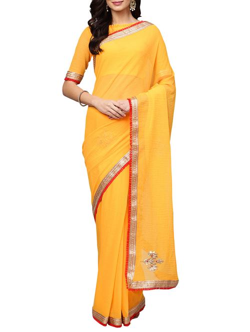 tassels border gota patti saree with blouse - 15757439 - Very Small Image - 1