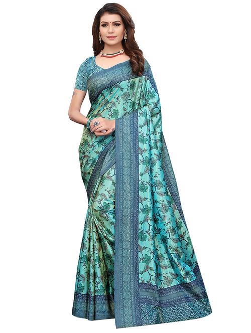 floral printed saree with blouse - 15757459 - Very Small Image - 1
