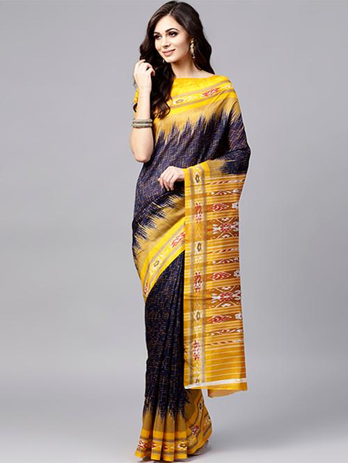 contrast border geometrical printed saree with blouse - 15757467 - Very Small Image - 1