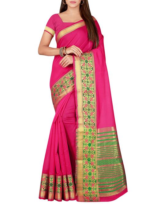 zari border magenta saree with blouse - 15757508 - Very Small Image - 1