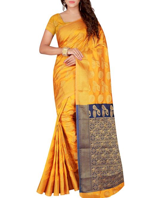 conversational zari motif banarasi saree with blouse - 15757511 - Very Small Image - 1