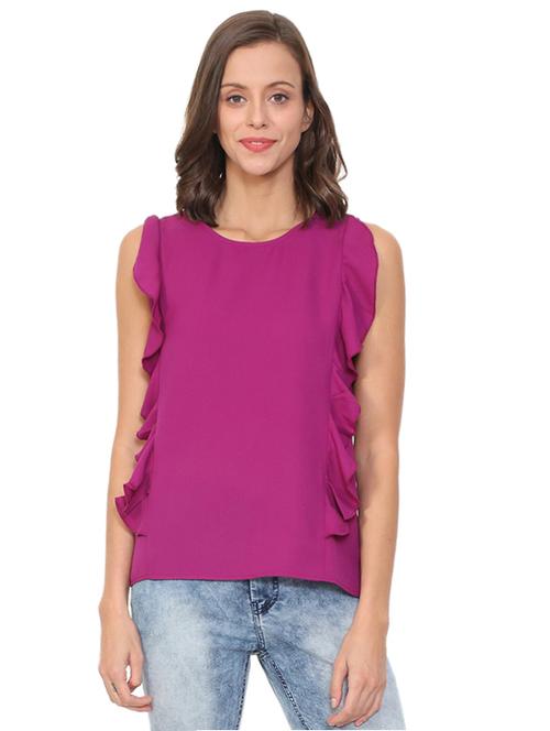 violet ruffle detail top - 15757541 - Very Small Image - 1