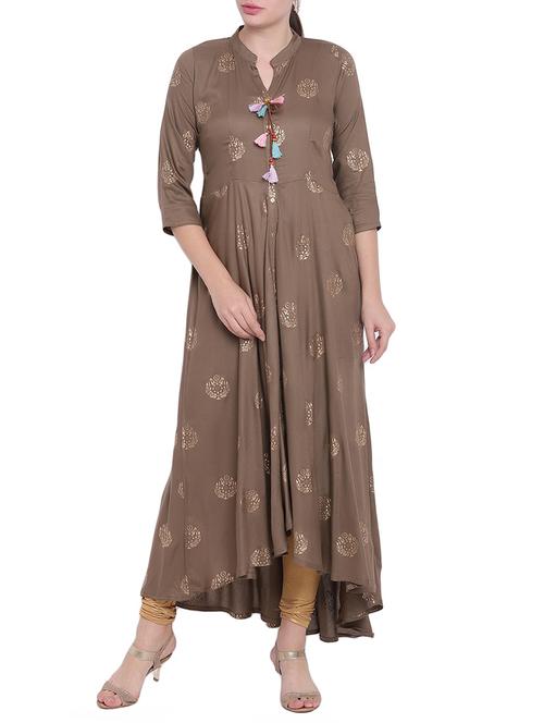 foil print high-low kurta - 15757698 - Very Small Image - 1