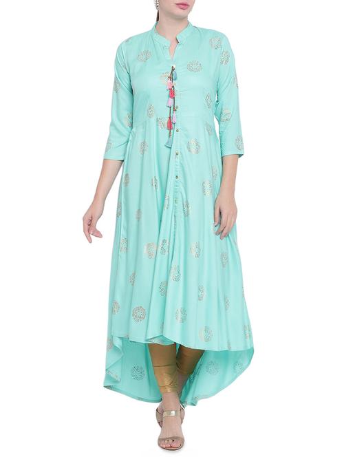 foil print high-low kurta - 15757701 - Very Small Image - 1