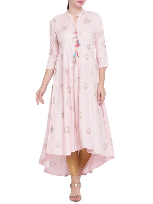 foil print high-low kurta - 15757702 - Very Small Image - 1