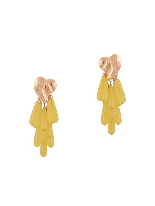 yellow metal drop earring - 15757796 - Very Small Image - 1