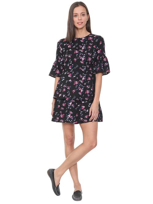 floral layered bell sleeved dress - 15758237 - Very Small Image - 1