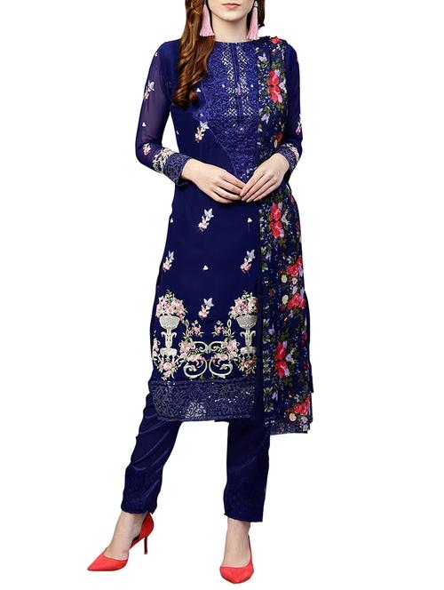 embroidered unstitched pant suit - 15758311 - Very Small Image - 1