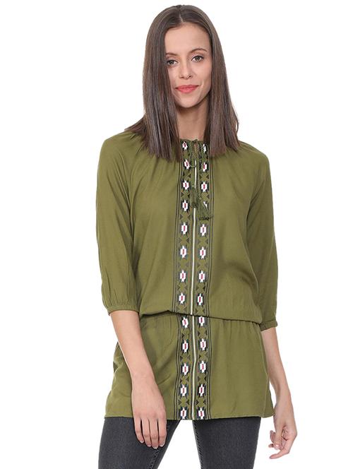 olive tassel detail bohemian tunic - 15758877 - Very Small Image - 1