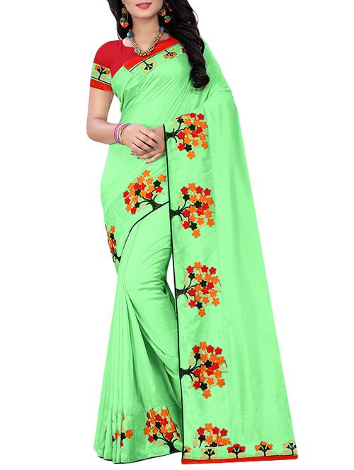 floral dori thread embroidered saree with blouse - 15758896 - Very Small Image - 1