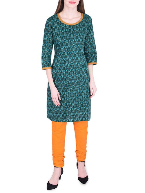 floral printed kurta with churidaar - 15760167 - Very Small Image - 1