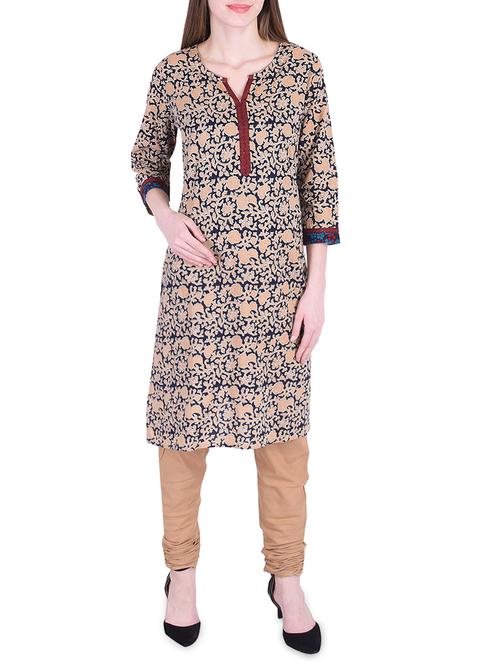 floral printed kurta with churidaar - 15760178 - Very Small Image - 1
