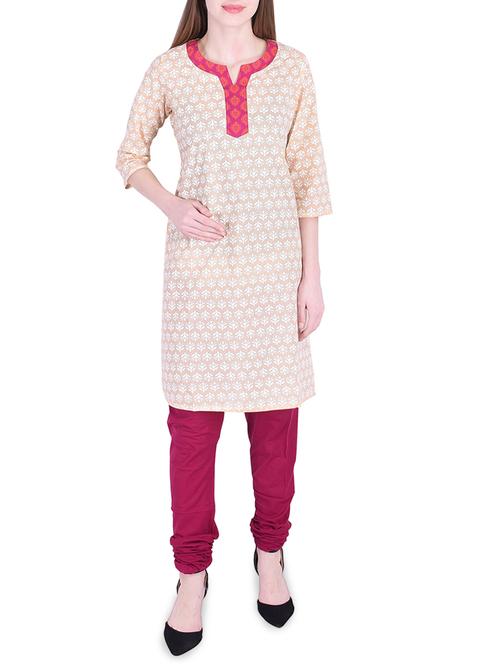 floral printed kurta with churidaar - 15760180 - Very Small Image - 1