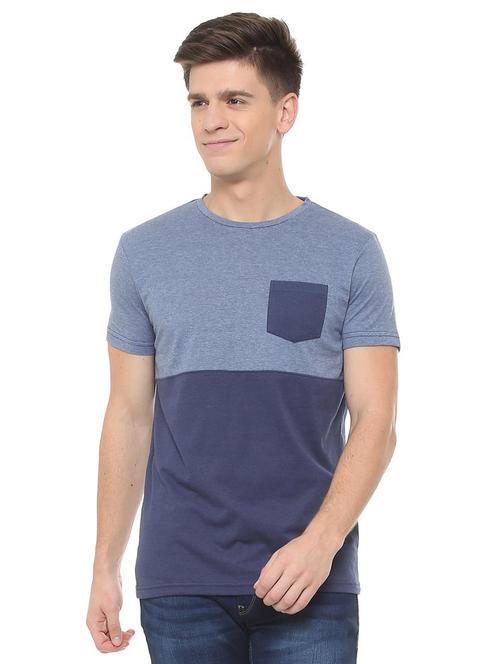 blue cotton blend pocket t-shirt - 15760288 - Very Small Image - 1