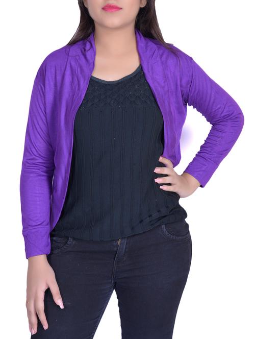 long sleeved solid shrug - 15760904 - Very Small Image - 1
