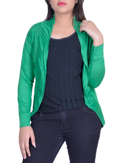 long sleeved solid shrug - 15760906 - Very Small Image - 1