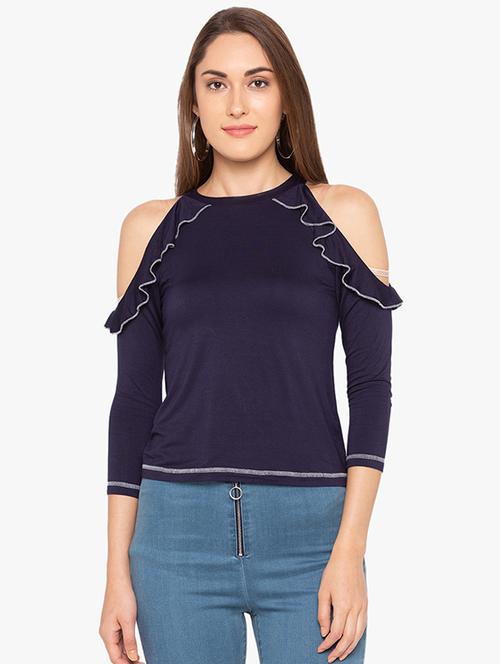 cold shoulder ruffled top - 15761112 - Very Small Image - 1