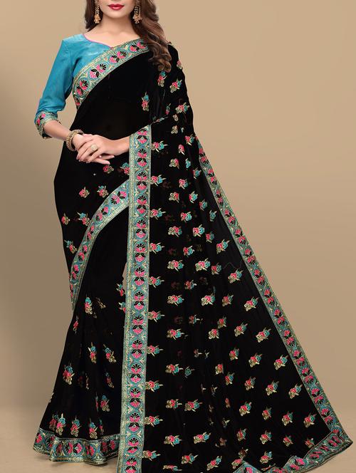 floral embroidered saree with blouse - 15761951 - Very Small Image - 1