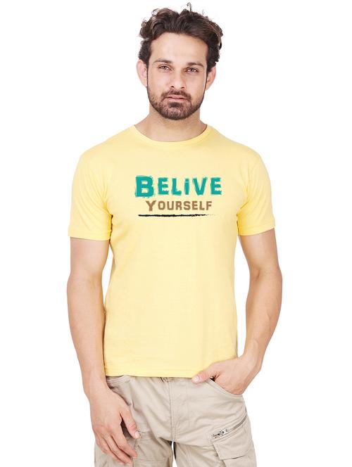 yellow typographic chest print t-shirt - 15761985 - Very Small Image - 1