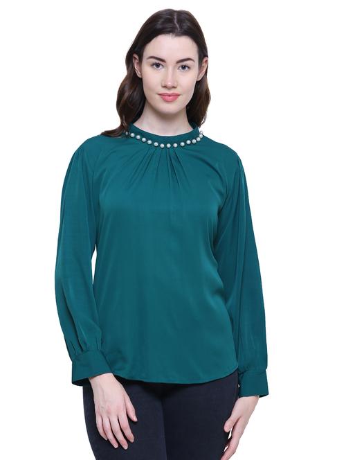 pearl embellished pleated neck top - 15763235 - Very Small Image - 1