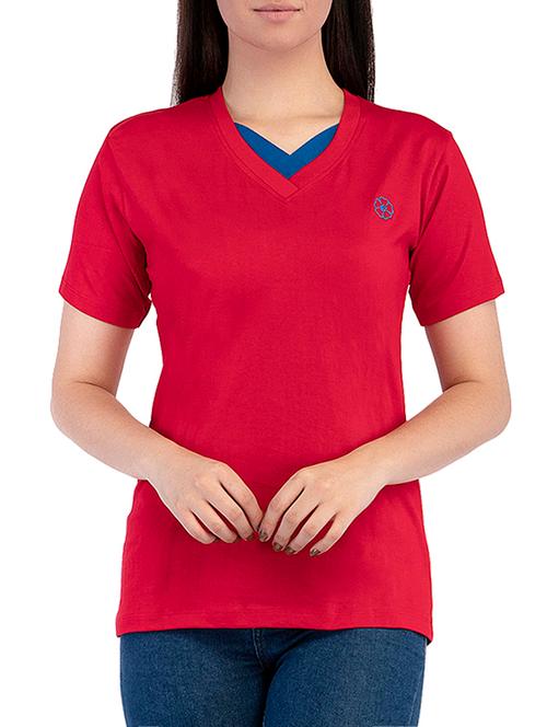 floral embroidered v-neck tee - 15763649 - Very Small Image - 1
