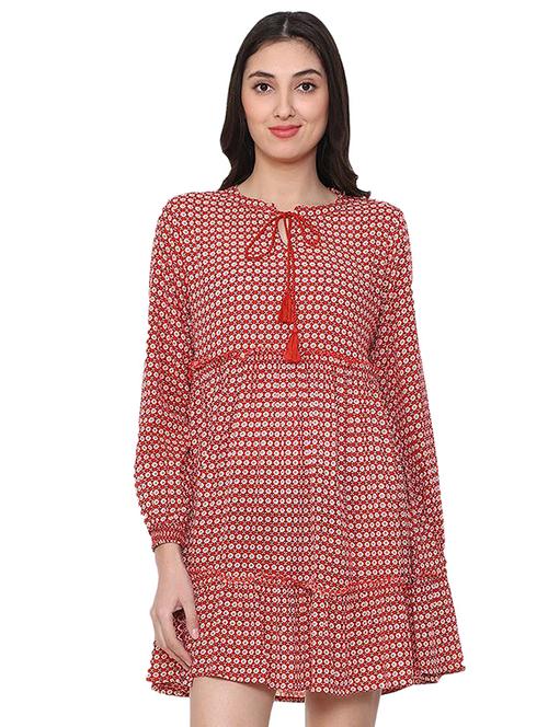 tie up neck a-line dress - 15763684 - Very Small Image - 1