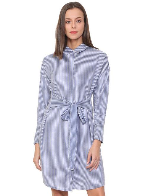 tie front striped shirt dress - 15763688 - Very Small Image - 1