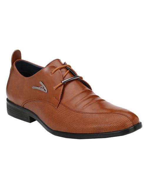 tan leatherette lace-up derbys - 15763706 - Very Small Image - 1