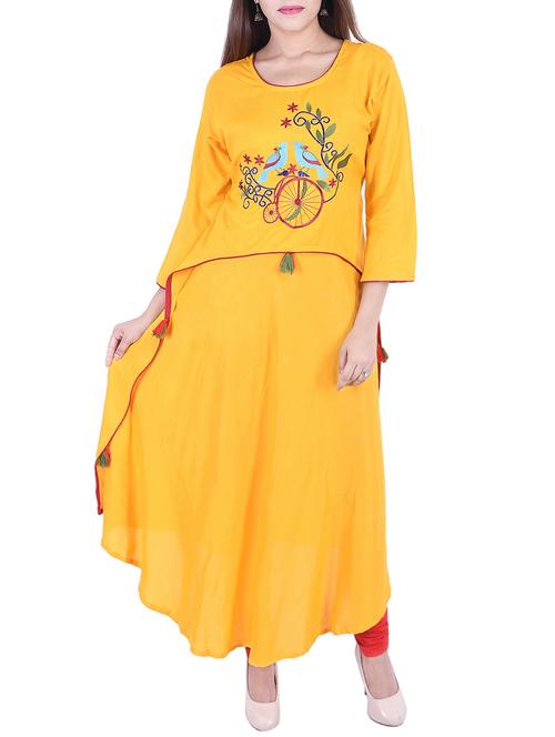 embroidered a-line kurta - 15764559 - Very Small Image - 1