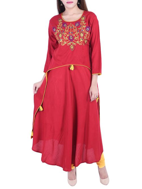 embroidered a-line kurta - 15764570 - Very Small Image - 1