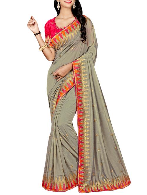 temple border embroidered saree with blouse - 15764574 - Very Small Image - 1