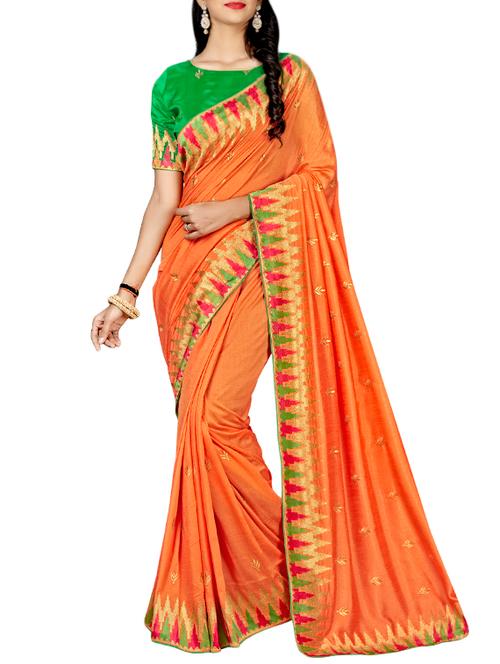 temple border embroidered saree with blouse - 15764575 - Very Small Image - 1
