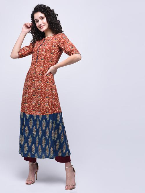 a-line printed kurta - 15765022 - Very Small Image - 1