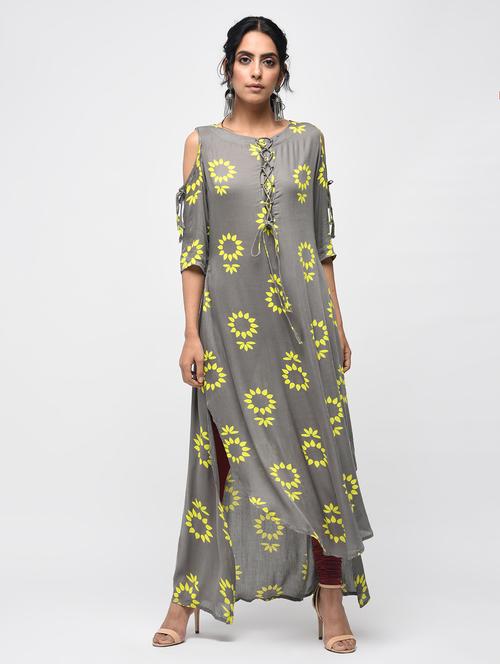 high low printed kurta - 15765047 - Very Small Image - 1