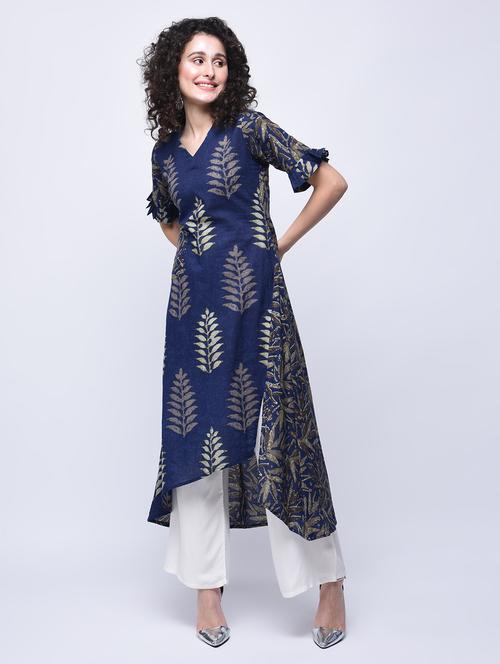 high low printed kurta - 15765055 - Very Small Image - 1