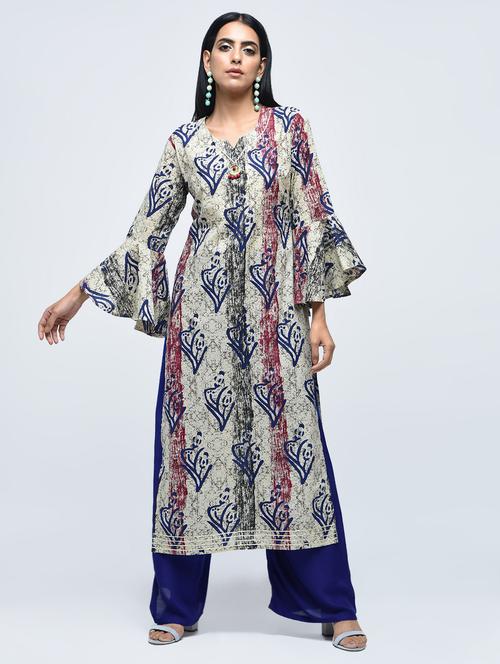 printed bell sleeves straight kurta - 15765067 - Very Small Image - 1