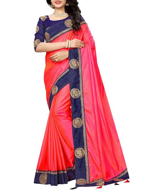embroidered border paper silk saree - 15765206 - Very Small Image - 1